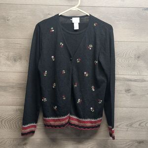 Koret Layered-Look Cardigan Sweater Floral Women's Size Small